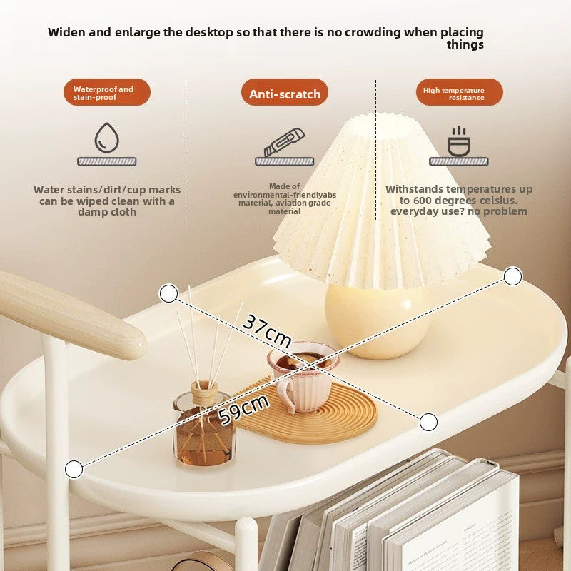 Nordic Rolling Side Table with Dual Shelves