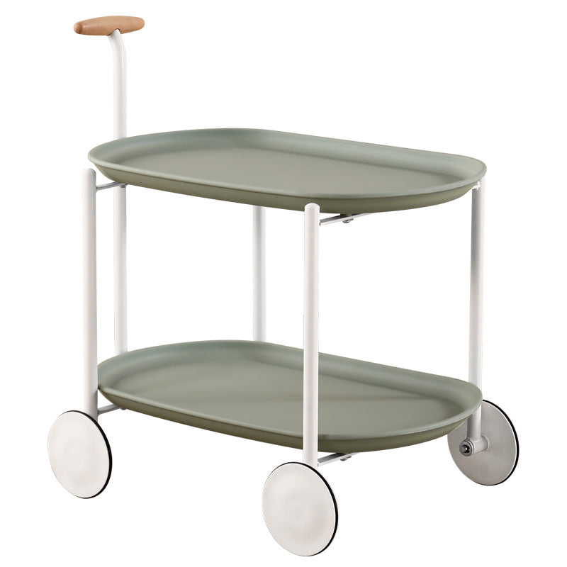 Nordic Rolling Side Table with Dual Shelves
