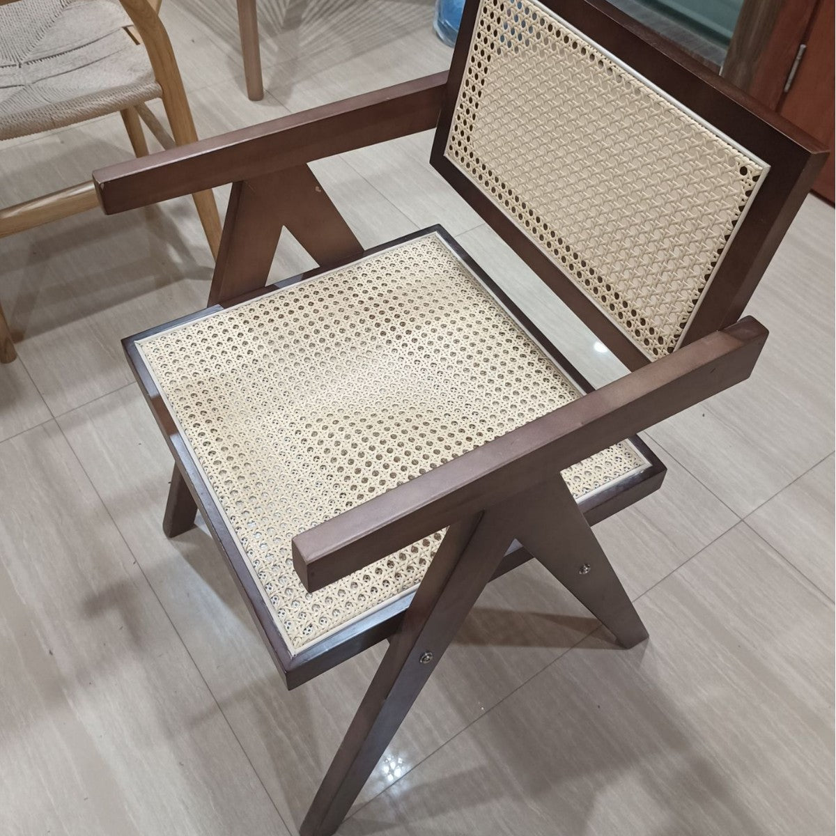 Nordic Solid Wood Rattan Backrest Dining Chair