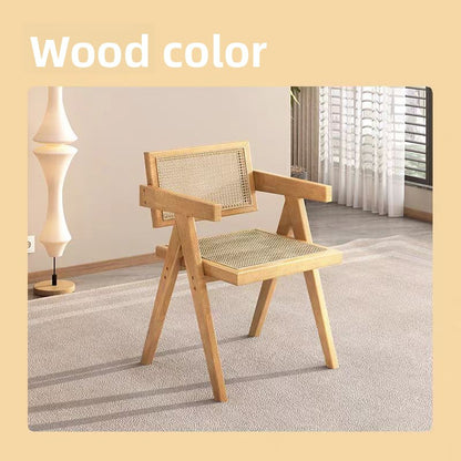 Nordic Solid Wood Rattan Backrest Dining Chair