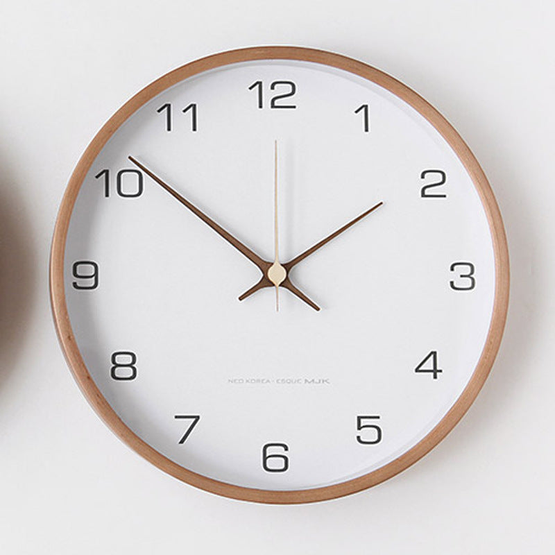 Nordic Solid Wood Wall Clock Living Room Modern Simple Creative Clock Chinese Style Bedroom Clock Stylish Distinctive Home Watch
