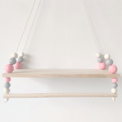 Nordic-style high-end wooden bead double-layer storage rack