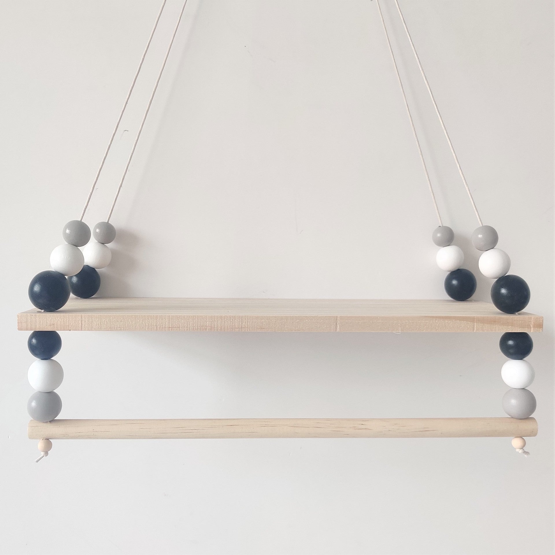 Nordic-style high-end wooden bead double-layer storage rack