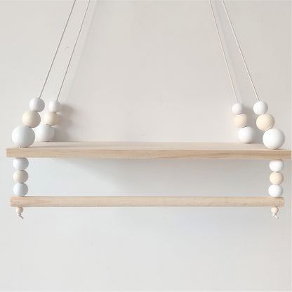 Nordic-style high-end wooden bead double-layer storage rack