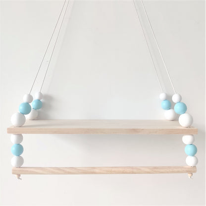 Nordic-style high-end wooden bead double-layer storage rack