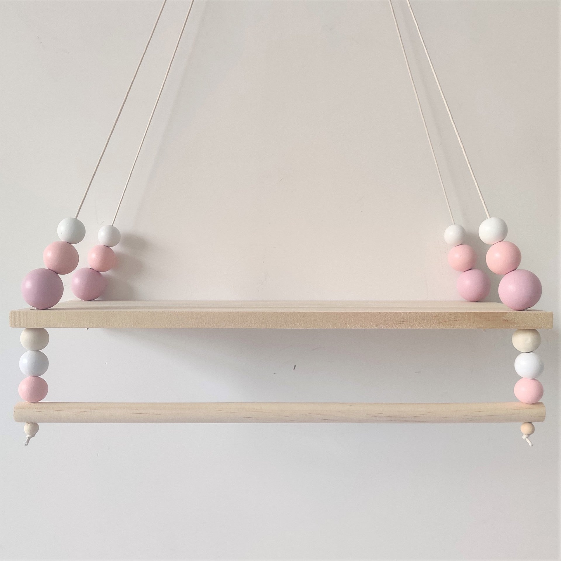 Nordic-style high-end wooden bead double-layer storage rack