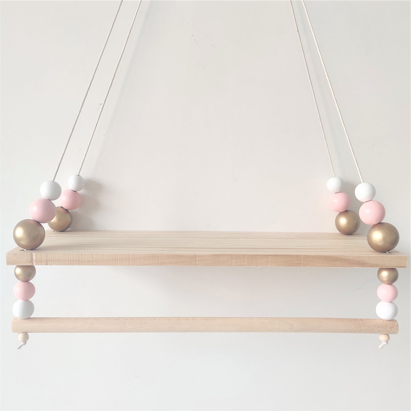 Nordic-style high-end wooden bead double-layer storage rack