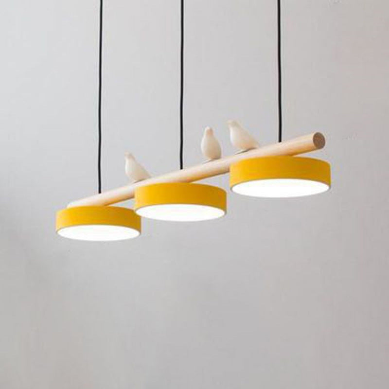 Nordic Style LED Dining Chandelier with Bird Decor