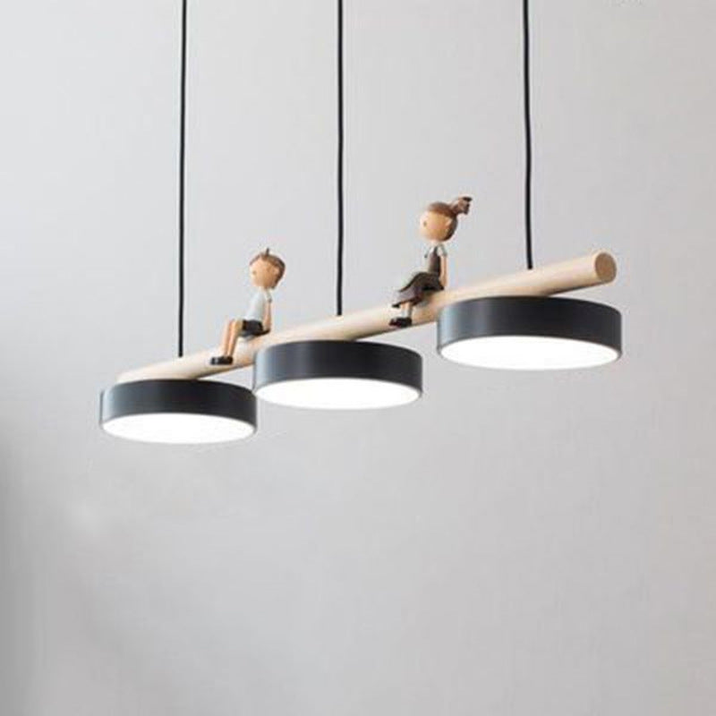 Nordic Style LED Dining Chandelier with Bird Decor