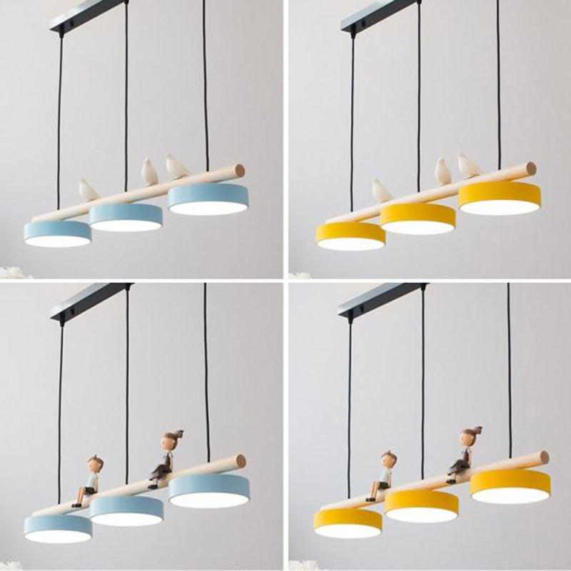 Nordic Style LED Dining Chandelier with Bird Decor