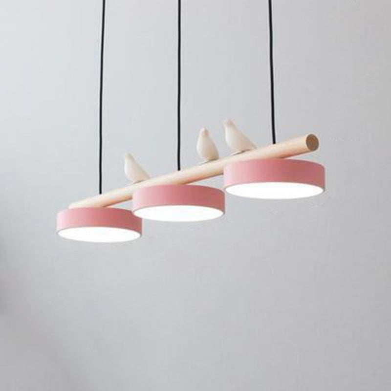 Nordic Style LED Dining Chandelier with Bird Decor