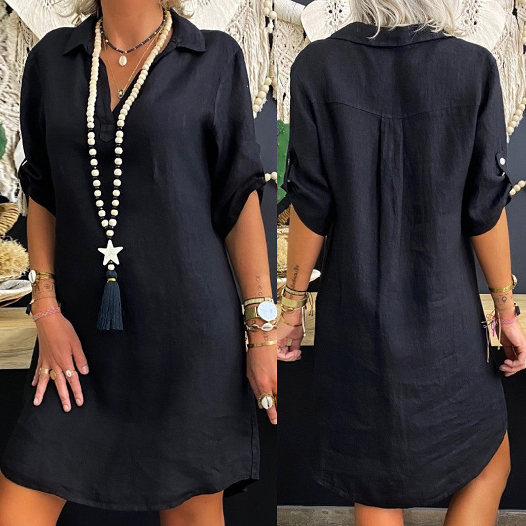 Nordic Style Rayon Shirt Dress