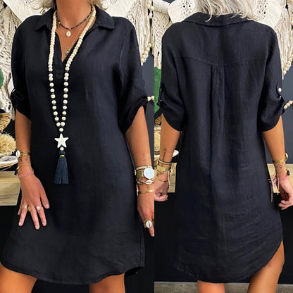 Nordic Style Rayon Shirt Dress