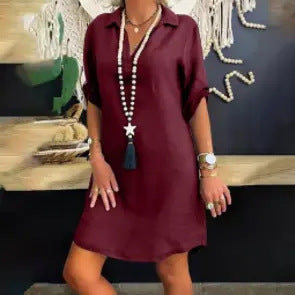 Nordic Style Rayon Shirt Dress
