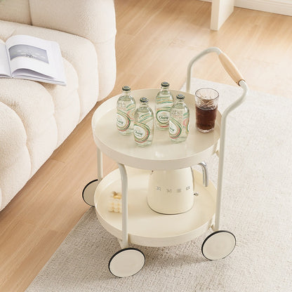 Nordic Style Small Tea Table with Storage and Wheels