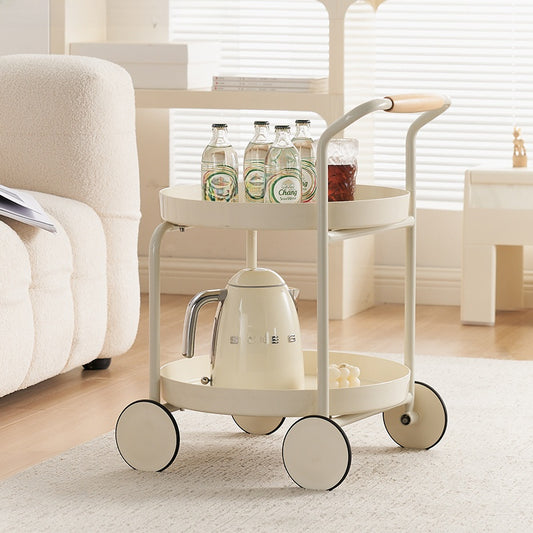 Nordic Style Small Tea Table with Storage and Wheels