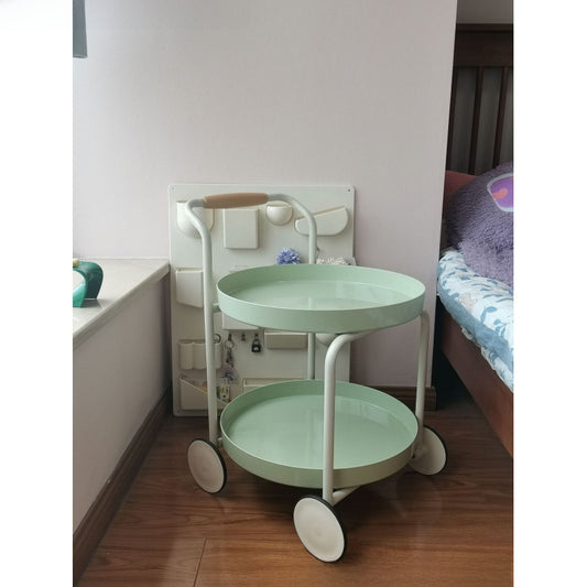 Nordic Style Small Tea Table with Storage and Wheels