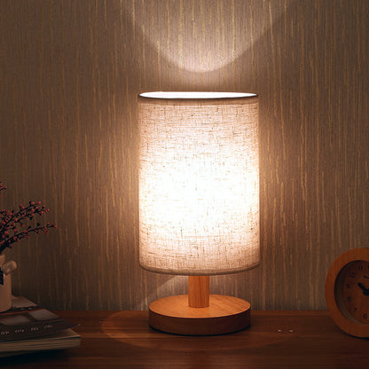 Nordic Wood Fabric USB Table Lamp with Remote Dimming