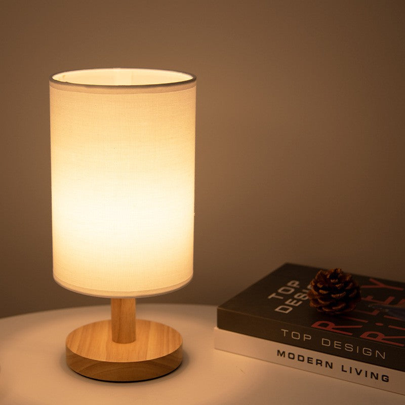 Nordic Wood Fabric USB Table Lamp with Remote Dimming