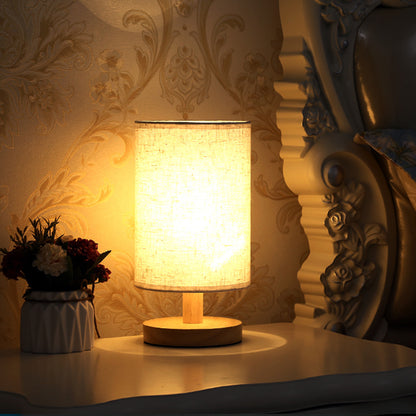 Nordic Wood Fabric USB Table Lamp with Remote Dimming