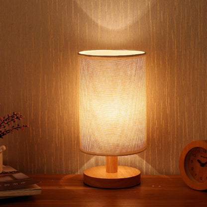 Nordic Wood Fabric USB Table Lamp with Remote Dimming
