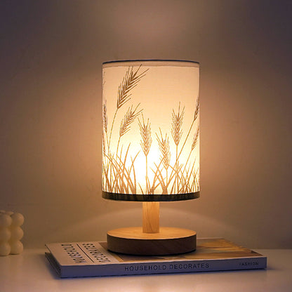 Nordic Wood Fabric USB Table Lamp with Remote Dimming