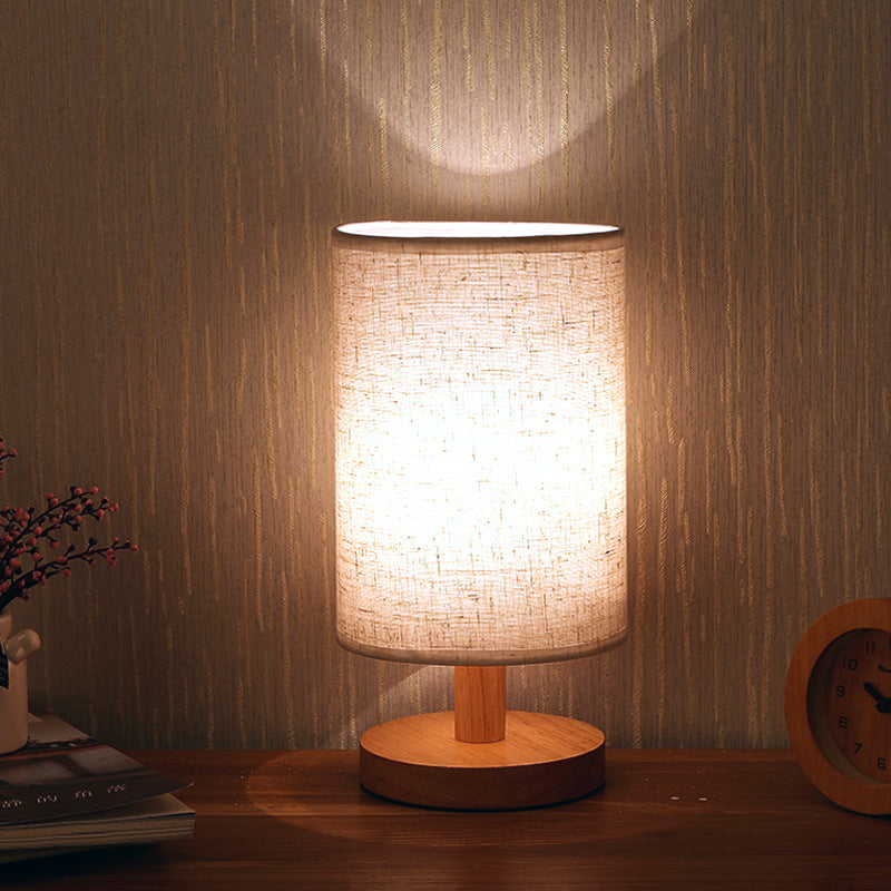Nordic Wood Fabric USB Table Lamp with Remote Dimming