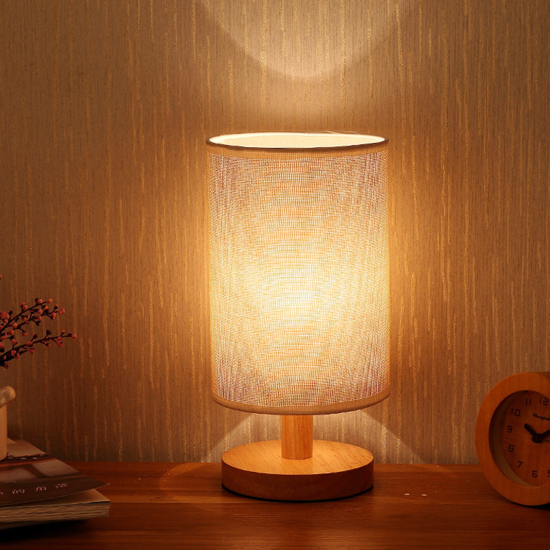 Nordic Wood Fabric USB Table Lamp with Remote Dimming