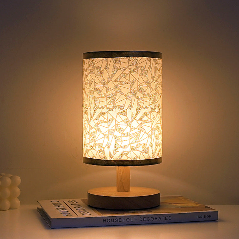 Nordic Wood Fabric USB Table Lamp with Remote Dimming