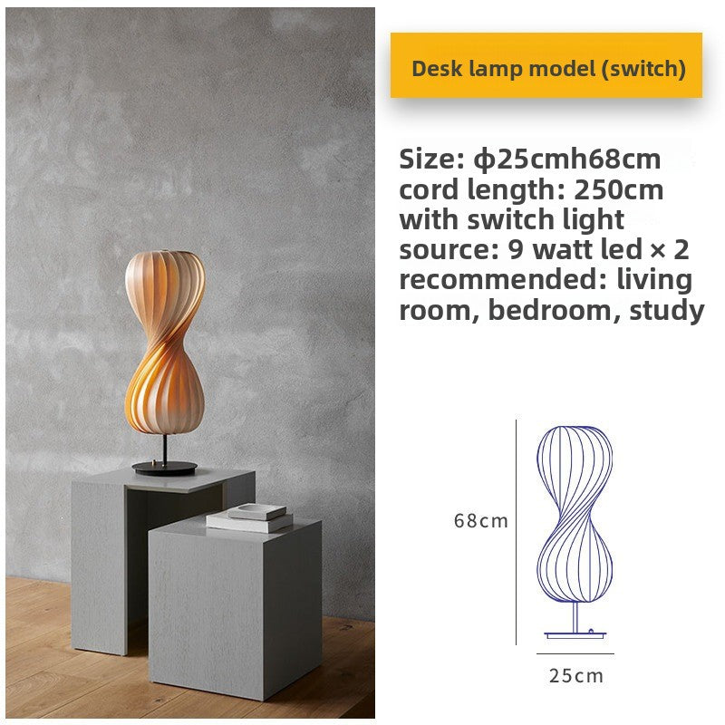 Nordic Wood Veneer LED Table Lamp