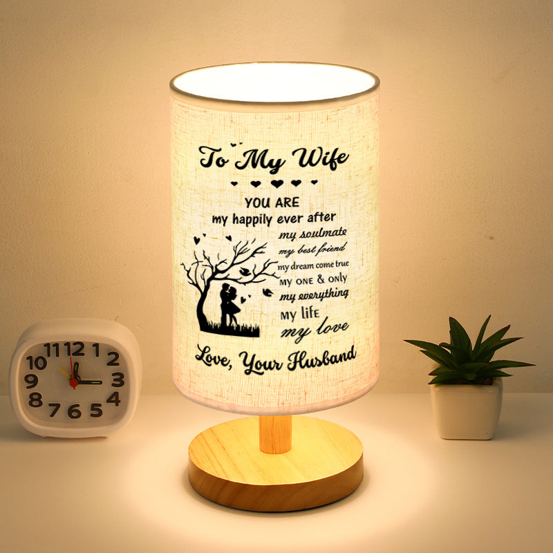 Nordic wooden table lamp with cloth shade