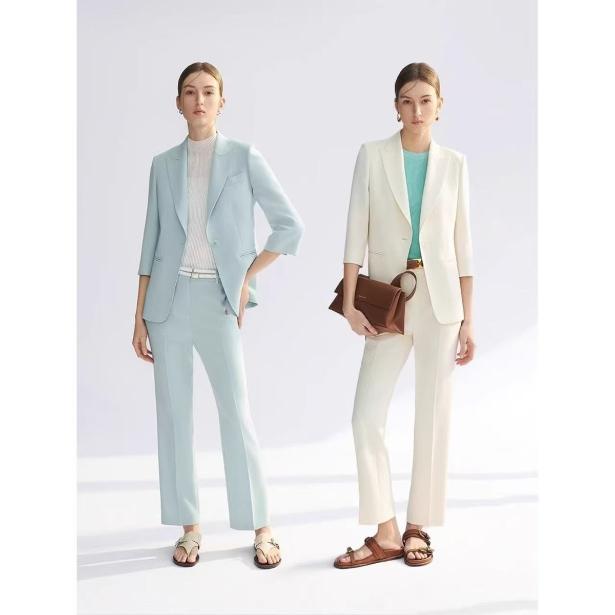 Notch Lapel Acetate Blazer and Trousers Set