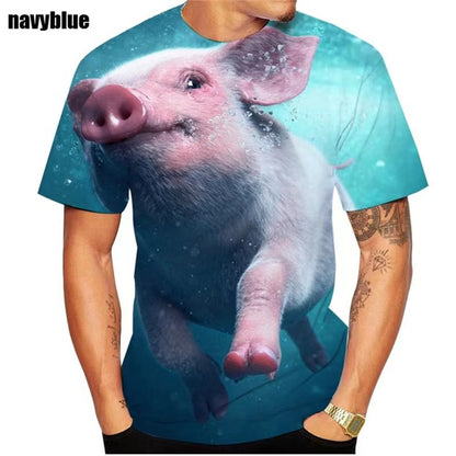 Novelty Animal Pig Print Mens T-Shirt