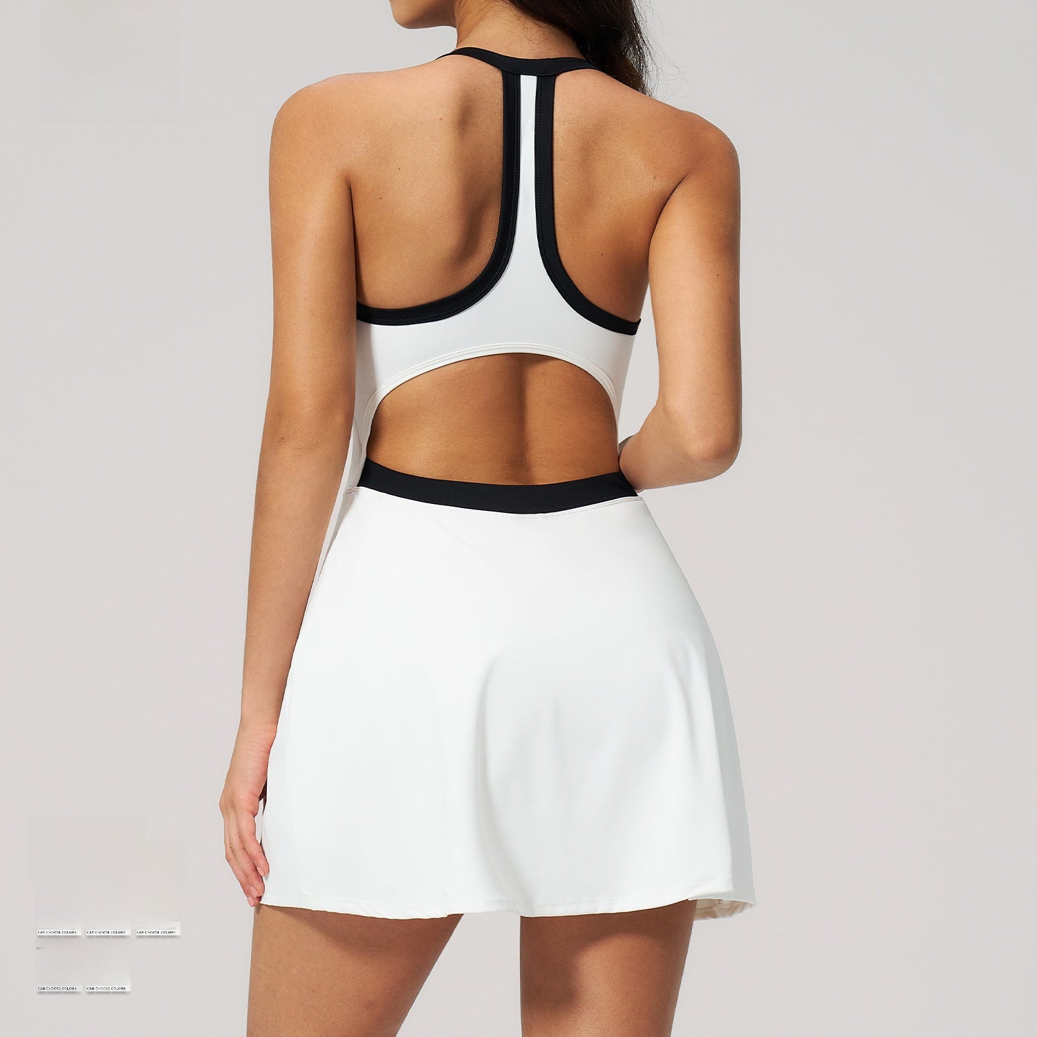 Nude-Feel Womens Yoga Dress Hollow-Out Breathable Slim-Fit