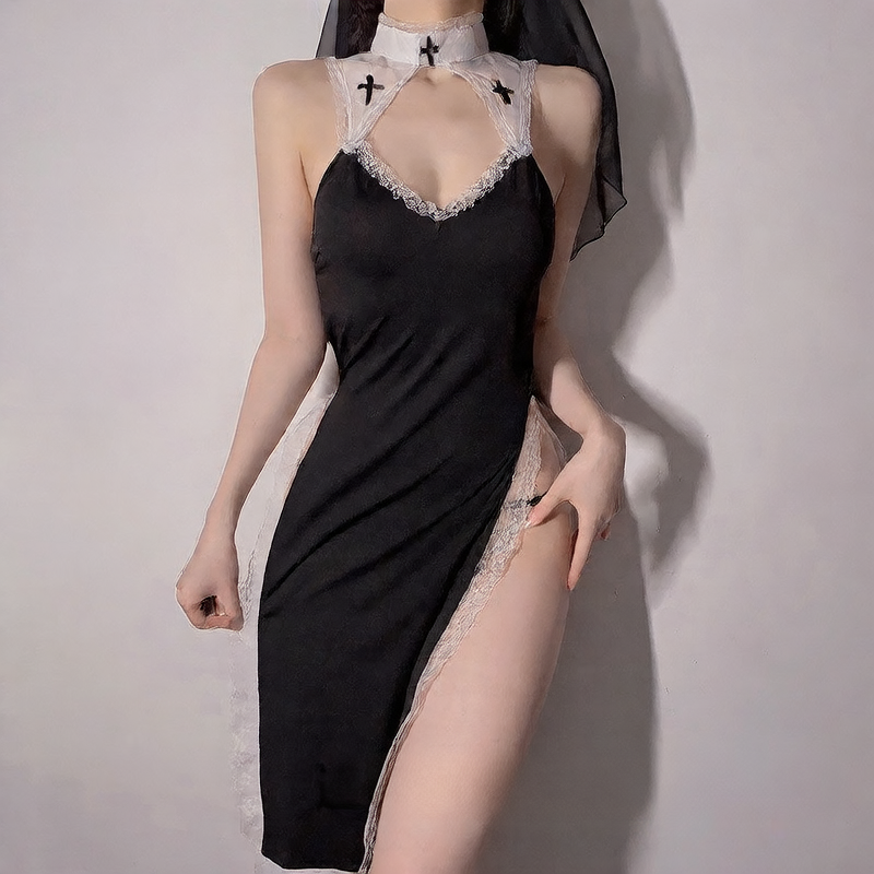 Nun Roleplay Costume with Stockings