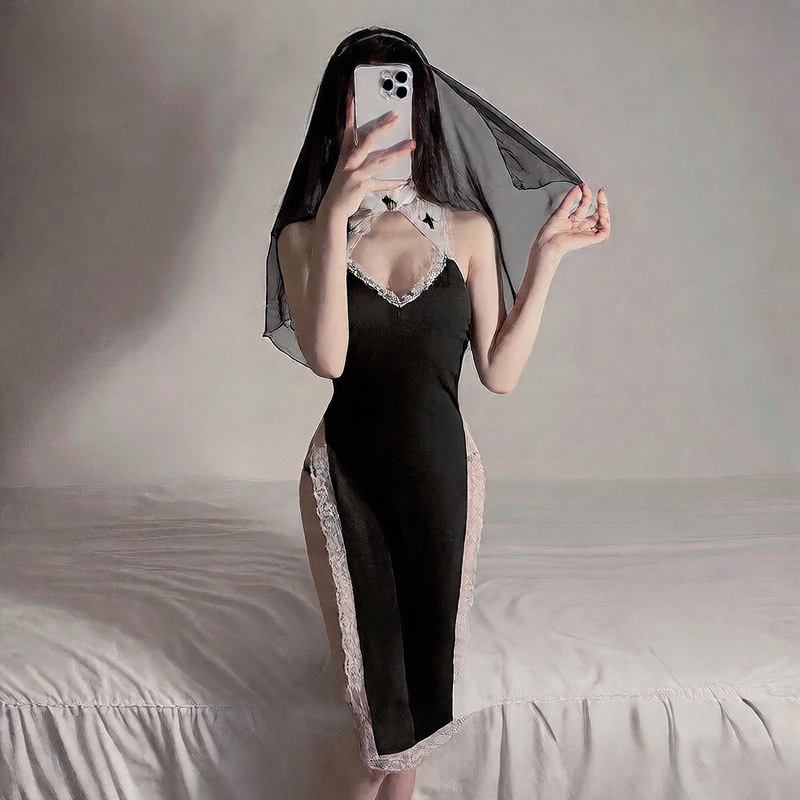 Nun Roleplay Costume with Stockings