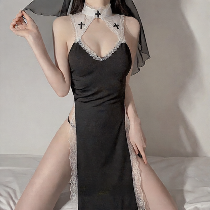 Nun Roleplay Costume with Stockings