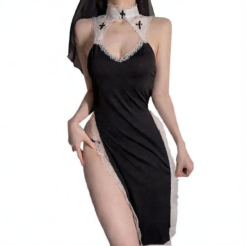 Nun Roleplay Costume with Stockings