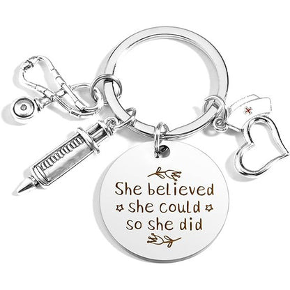 Nurse Themed Stainless Steel Keychain