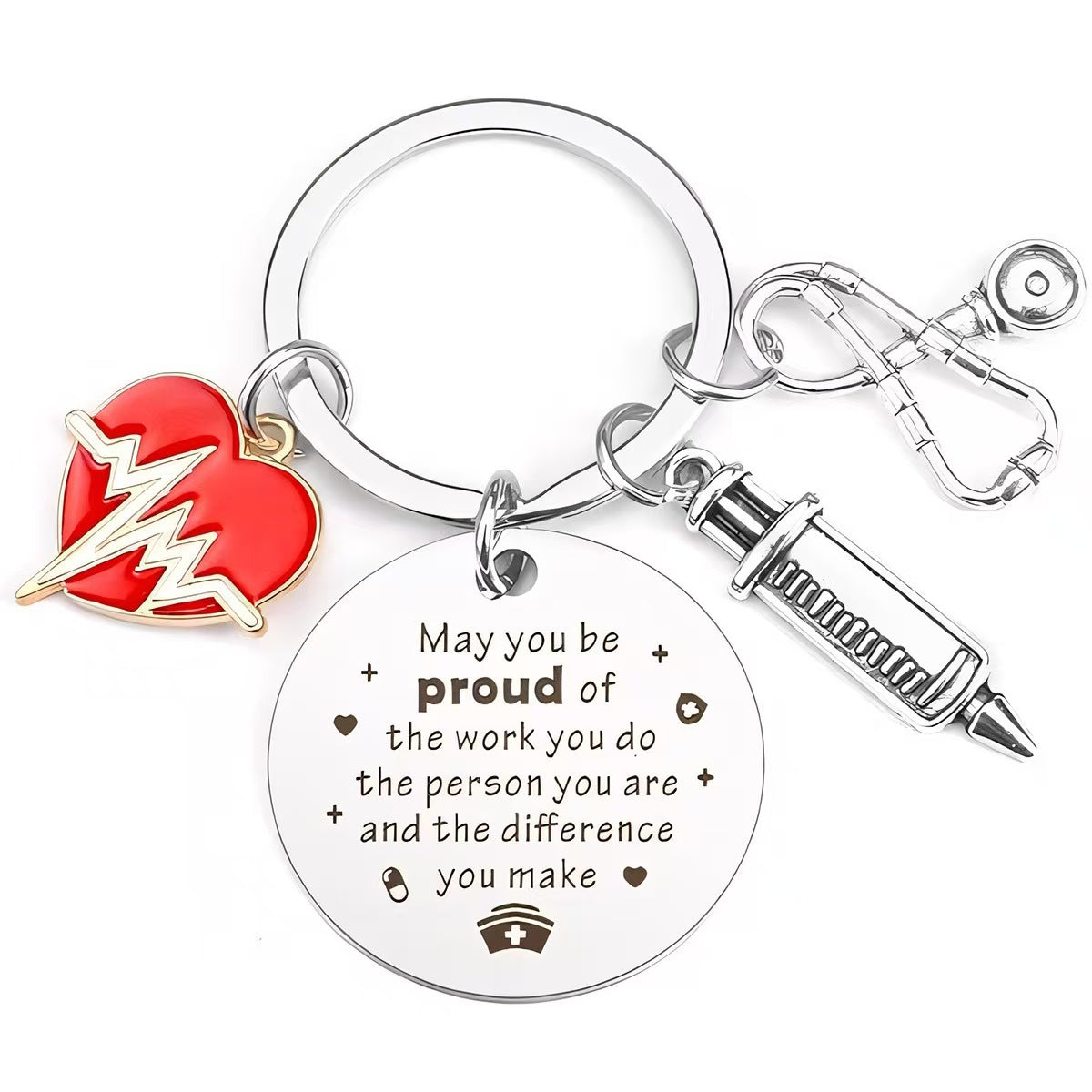 Nurse Themed Stainless Steel Keychain