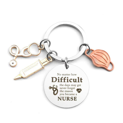 Nurse Themed Stainless Steel Keychain