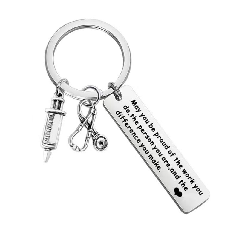 Nurse Themed Stainless Steel Keychain