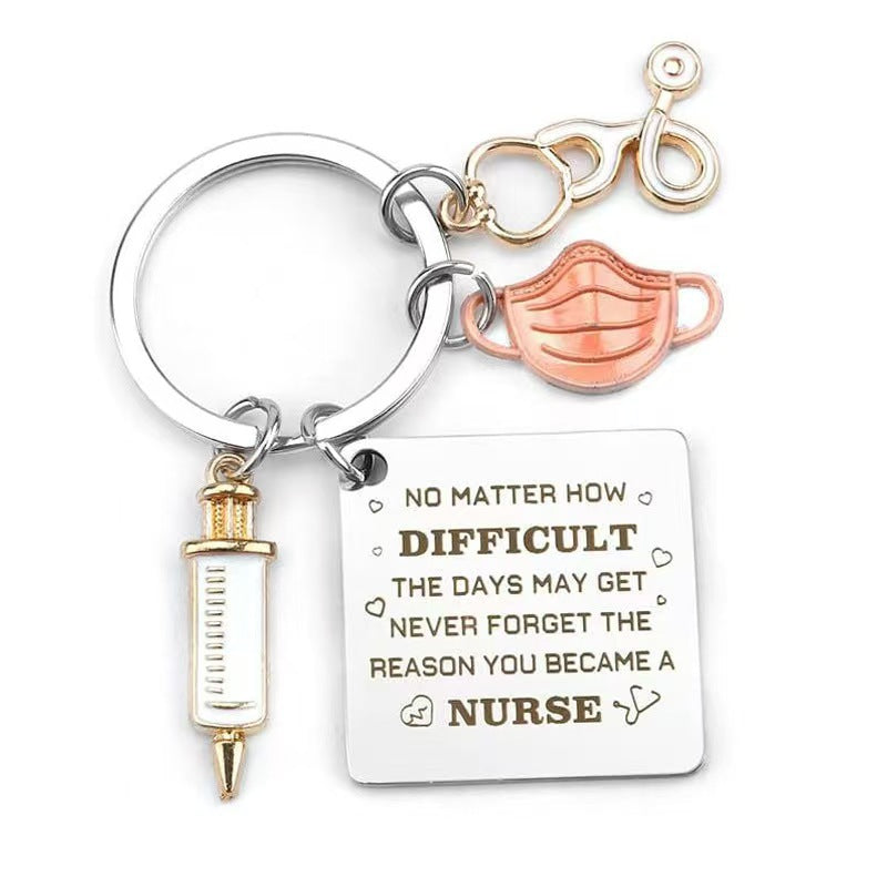 Nurse Themed Stainless Steel Keychain