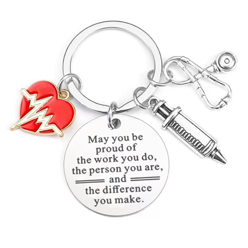 Nurse Themed Stainless Steel Keychain
