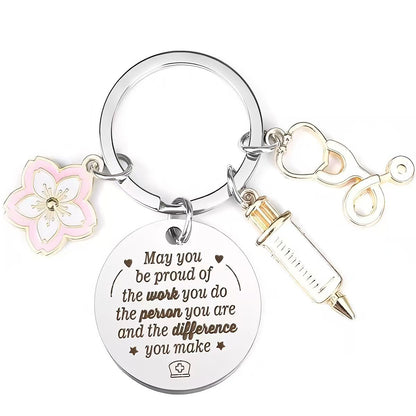 Nurse Themed Stainless Steel Keychain