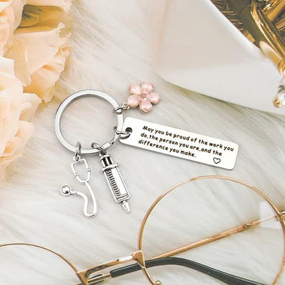 Nurse Themed Stainless Steel Keychain
