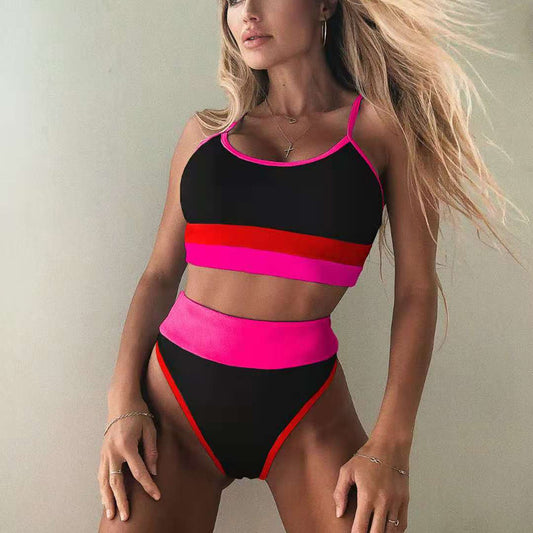 Nylon high-waisted swimming suit for women in two pieces