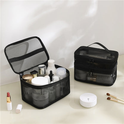 Nylon Mesh Cosmetic Bag Large Capacity Portable
