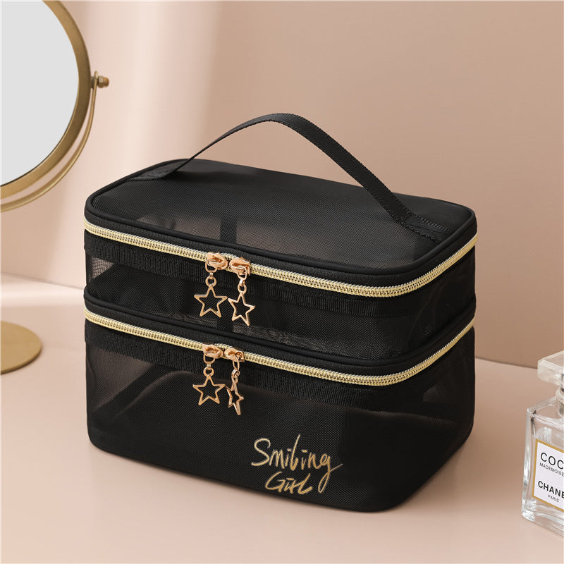 Nylon Mesh Cosmetic Bag Large Capacity Portable