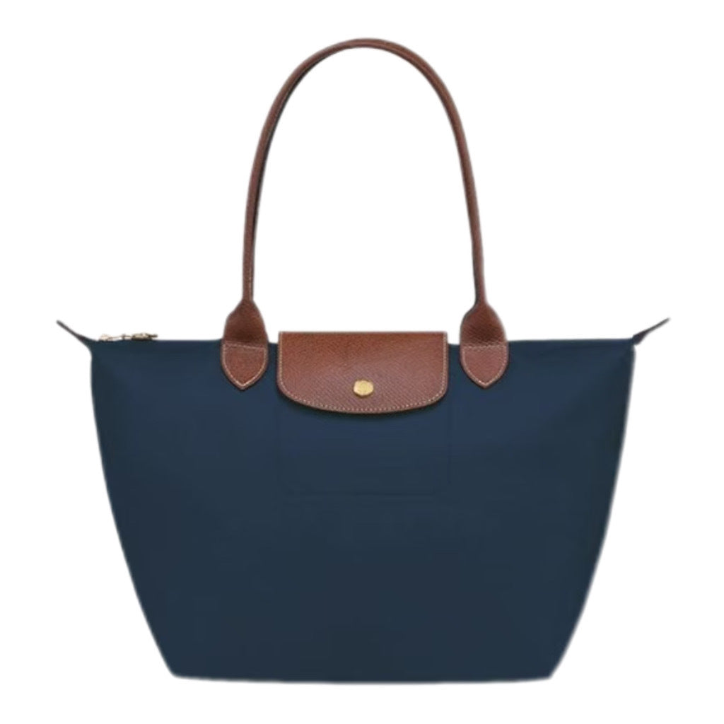Nylon Tote Bag with Leather Handles